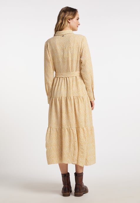 Dreimaster Maxikleid mit Blumenprint Damen Senfgelb Wollweiss - Image 3