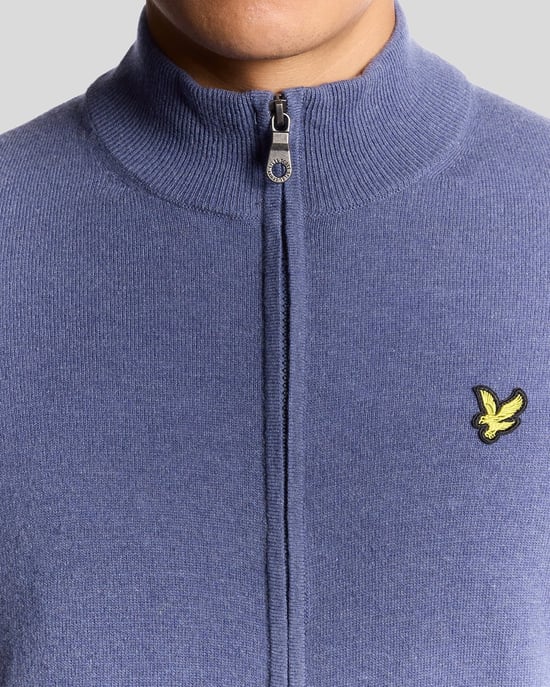 Lyle & Scott Strickjacke mit Reißverschluss aus Lammwollmischung – Grau - Image 3