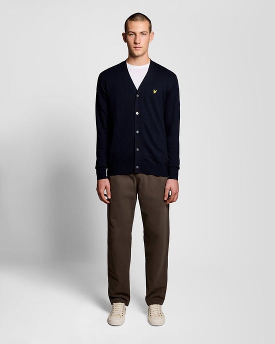 Lyle & Scott Cardigan aus Baumwollmerino mit V-Ausschnitt – Marineblau - Image 2