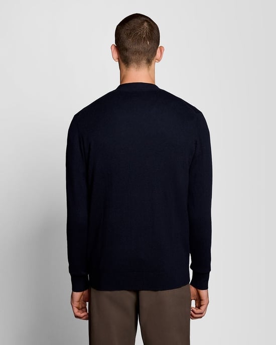 Lyle & Scott Cardigan aus Baumwollmerino mit V-Ausschnitt – Marineblau - Image 4