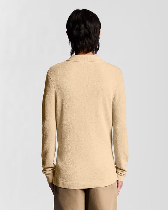 Lyle & Scott Strickcardigan mit Kragen und Strukturmuster – Beige - Image 4
