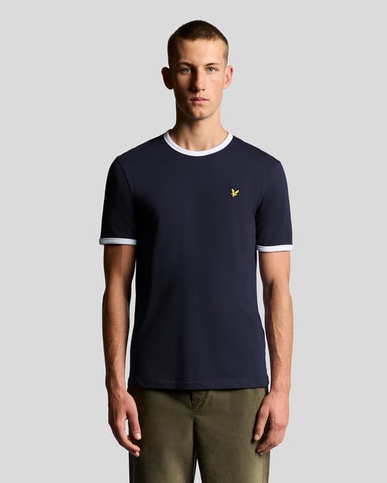 Lyle & Scott Ringer-Baumwoll-T-Shirt mit Rundhalsausschnitt – Marineblau - Image 1