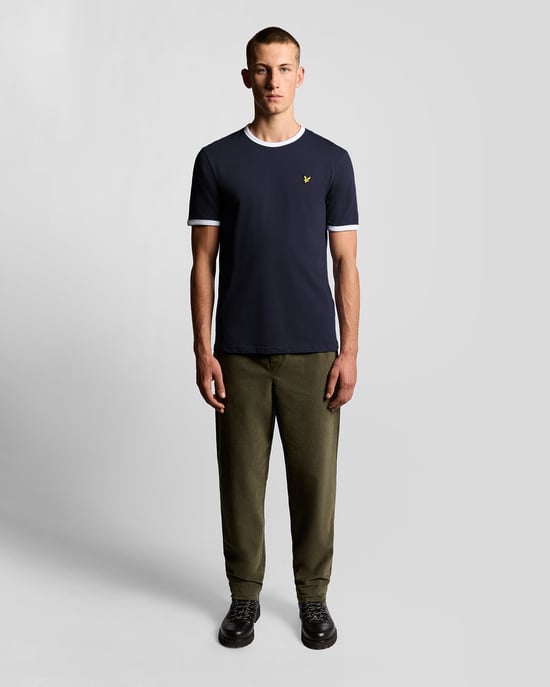 Lyle & Scott Ringer-Baumwoll-T-Shirt mit Rundhalsausschnitt – Marineblau - Image 2