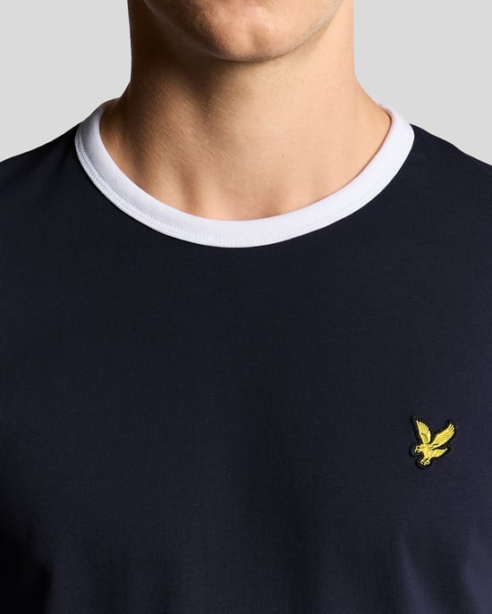 Lyle & Scott Ringer-Baumwoll-T-Shirt mit Rundhalsausschnitt – Marineblau - Image 3