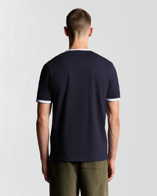 Lyle & Scott Ringer-Baumwoll-T-Shirt mit Rundhalsausschnitt – Marineblau - Image 4