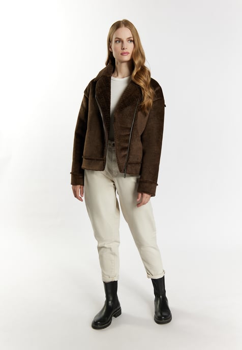 Dreimaster Übergangsjacke aus Fellimitat Damen braun - Image 2