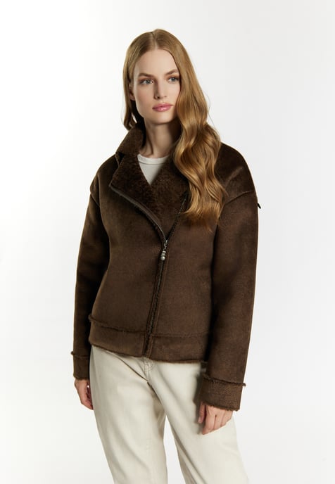 Dreimaster Übergangsjacke aus Fellimitat Damen braun - Image 3