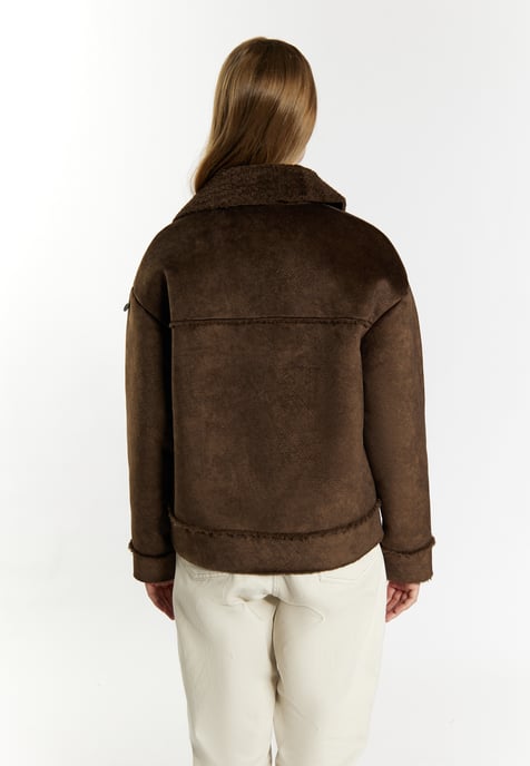 Dreimaster Übergangsjacke aus Fellimitat Damen braun - Image 4