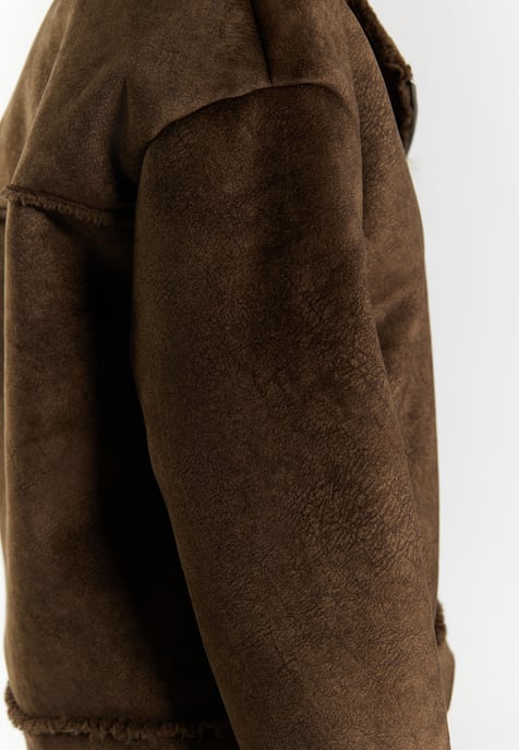 Dreimaster Übergangsjacke aus Fellimitat Damen braun - Image 5