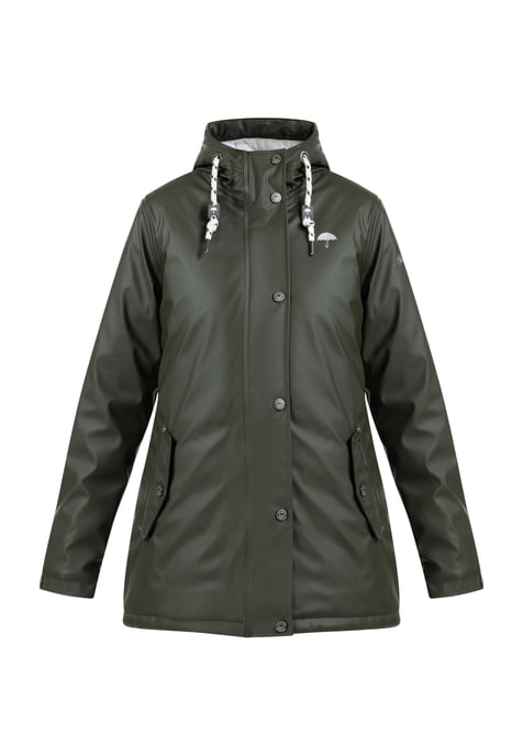 Schmuddelwedda Wattierte Regenjacke Damen dunkeloliv - Image 1