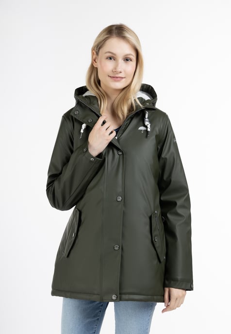 Schmuddelwedda Wattierte Regenjacke Damen dunkeloliv - Image 3
