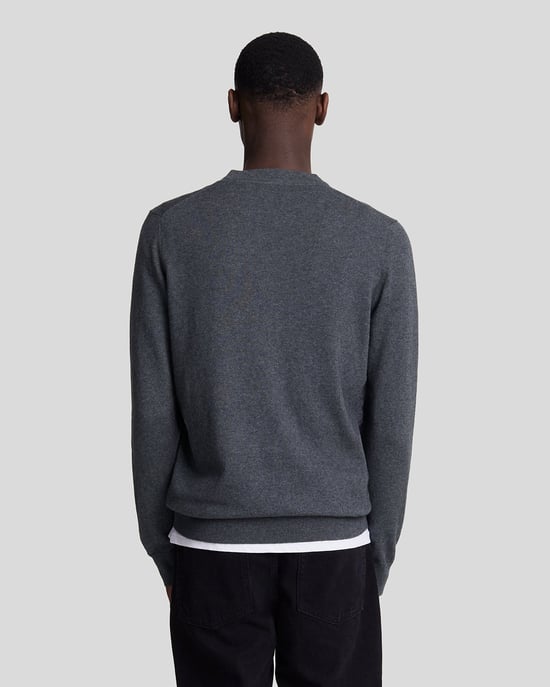 Lyle & Scott Baumwoll-Merino-Pullover mit Rundhalsausschnitt – Grau - Image 3
