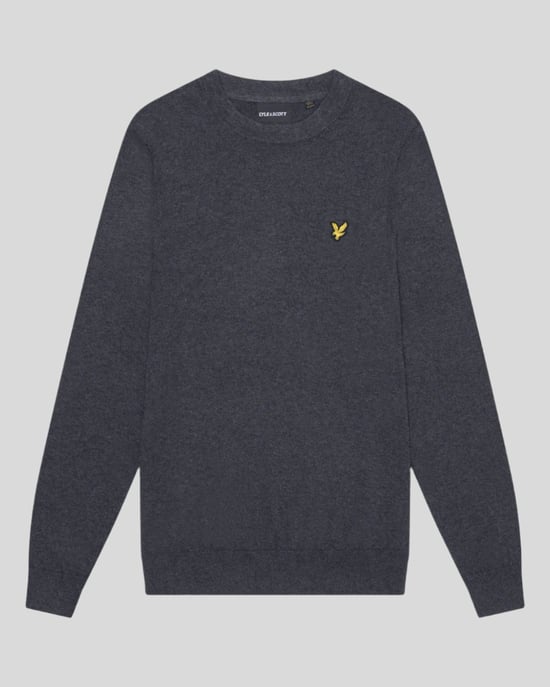 Lyle & Scott Baumwoll-Merino-Pullover mit Rundhalsausschnitt – Grau - Image 5