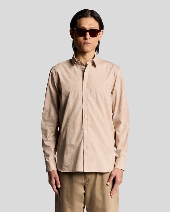 Lyle & Scott Langarmhemd mit Blumenmuster – Weiß - Image 1