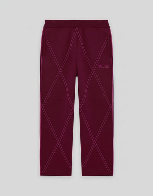 Lyle & Scott Argyle Strick-Trainingshose - Burgunderrot - Image 5