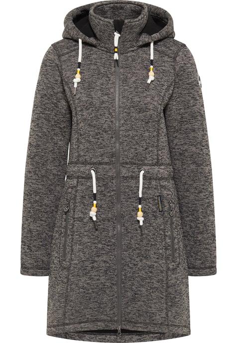 Schmuddelwedda Strickfleecemantel Damen grau melange - Image 1