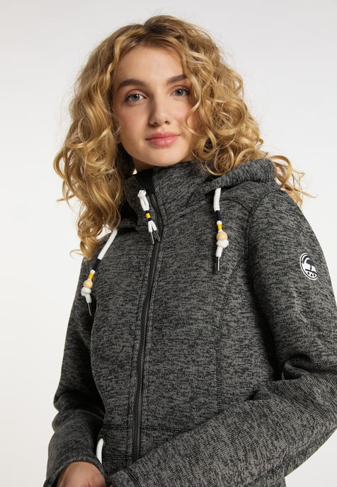Schmuddelwedda Strickfleecemantel Damen grau melange - Image 5