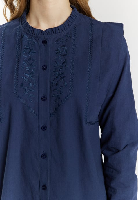 Dreimaster Bluse Damen Marine - Image 5