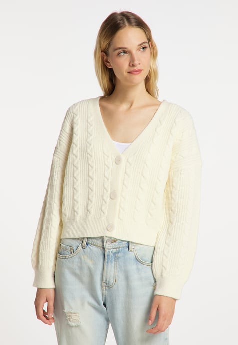 Dreimaster Strickjacke Damen Wollweiß - Image 3