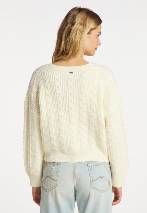 Dreimaster Strickjacke Damen Wollweiß - Image 4