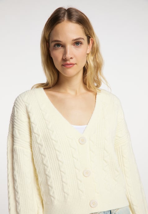 Dreimaster Strickjacke Damen Wollweiß - Image 5