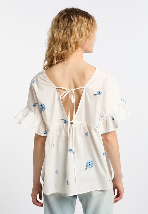 Dreimaster Tunika Damen Wollweiss Blau - Image 4