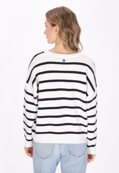 Dreimaster Zur Seite fahren Frauen cremeweiße, marineblaue Streifen - Image 4