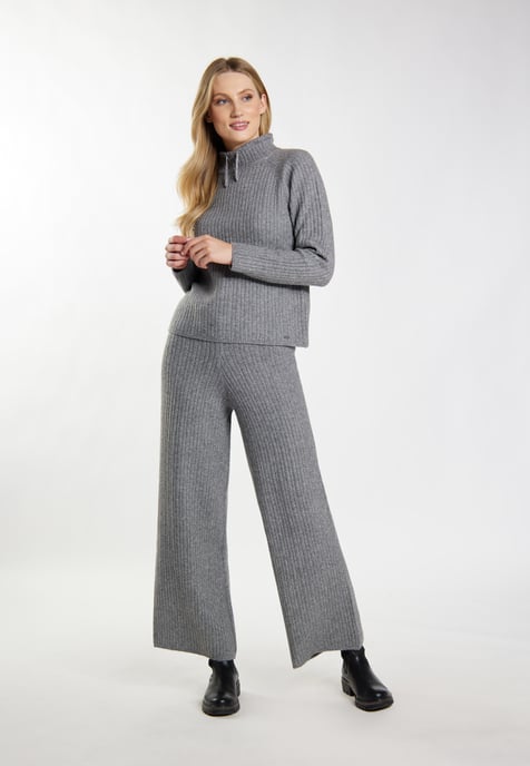 Dreimaster Strickpullover Damen grau melange - Image 2