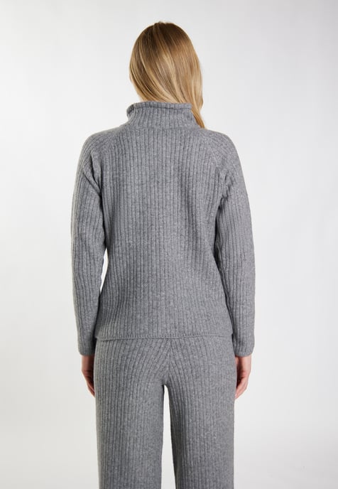 Dreimaster Strickpullover Damen grau melange - Image 4