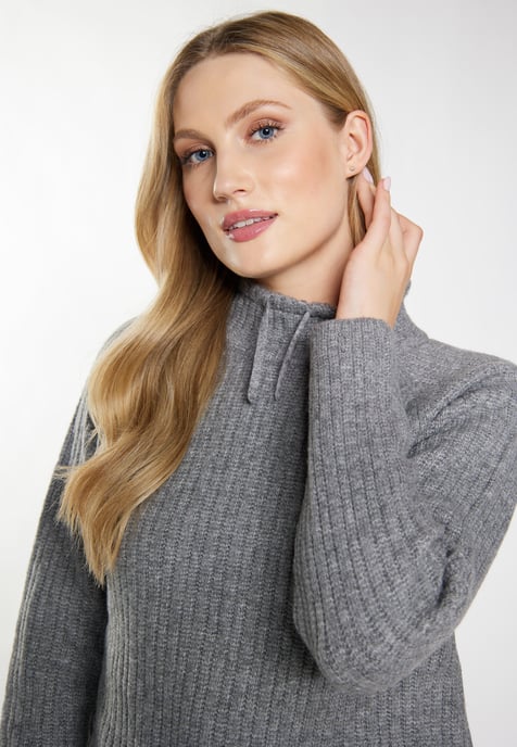 Dreimaster Strickpullover Damen grau melange - Image 5