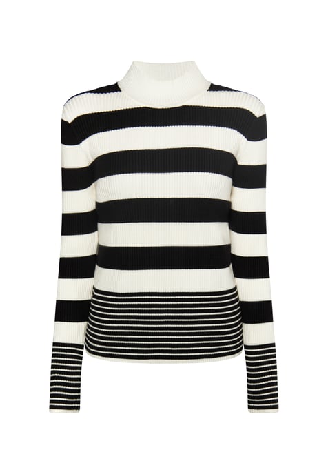 Dreimaster Strickpullover Damen wollweiß schwarz - Image 1