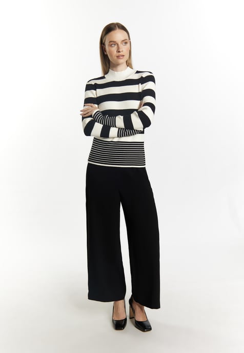 Dreimaster Strickpullover Damen wollweiß schwarz - Image 2