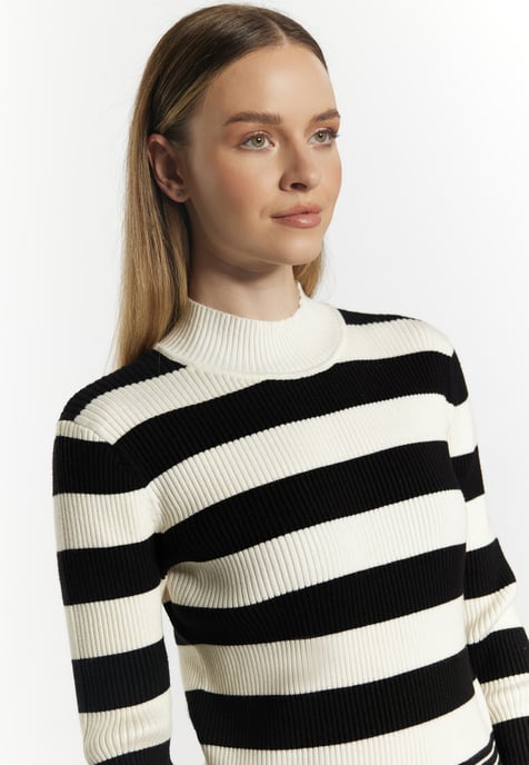 Dreimaster Strickpullover Damen wollweiß schwarz - Image 5