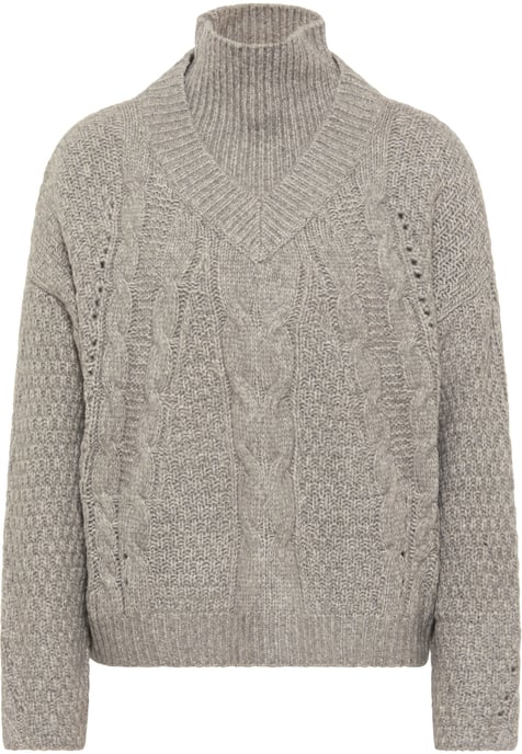 Dreimaster Strickpullover Damen grau melange - Image 1