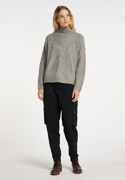 Dreimaster Strickpullover Damen grau melange - Image 2