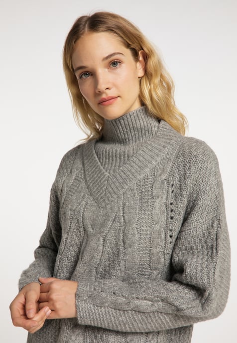 Dreimaster Strickpullover Damen grau melange - Image 5
