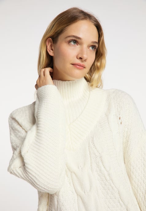 Dreimaster Strickpullover Damen Wollweiß - Image 5