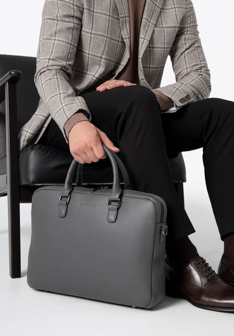 Wittchen Herren-Laptoptasche (16 Zoll) aus Kunstleder, Grau - Image 2