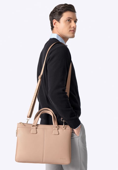 Wittchen Herren-Laptoptasche 14,5 Zoll aus Kunstleder, Beige, Beige, Öko-Leder - Image 1