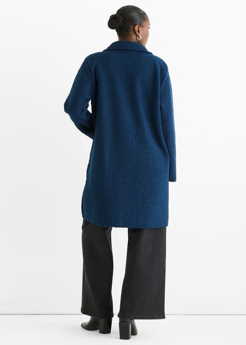 Marineblaue Jacke aus Shearling in mittlerer Länge mit zwei Brüsten - Image 4