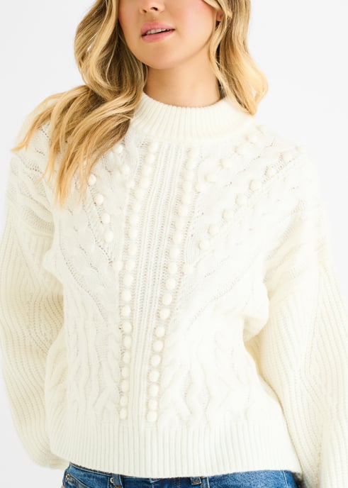 Weißer Grobstrick-Pullover in Übergröße - Image 2