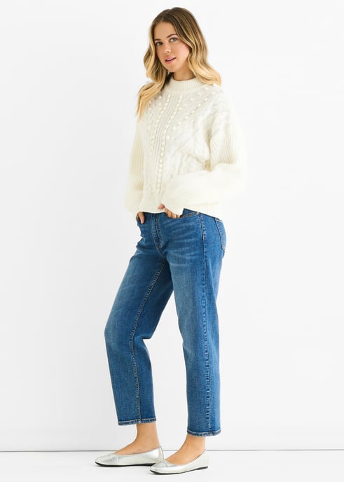 Weißer Grobstrick-Pullover in Übergröße - Image 3