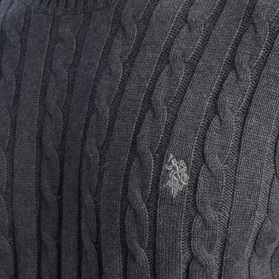 Herren Rundhals-Pullover mit Zopfmuster US40173042 - Image 2