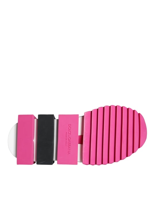 Dolce & Gabbana Pink Black Crystal Womens Sneakers Shoes - Image 6