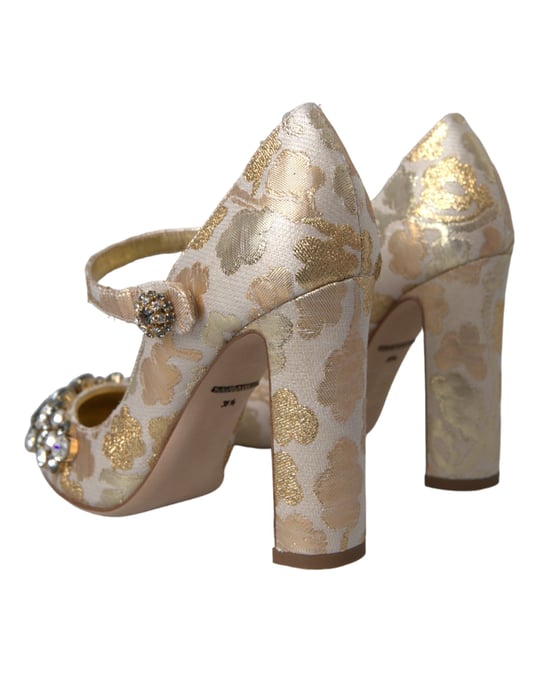 Blumenverzierte Brokat-Pumps - Image 4