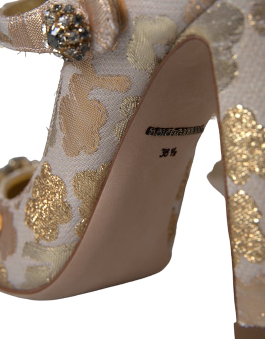 Blumenverzierte Brokat-Pumps - Image 5