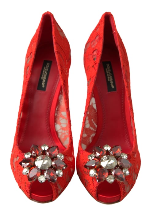 Spitzen Peeptoe Pumps mit hohem Absatz - Image 5