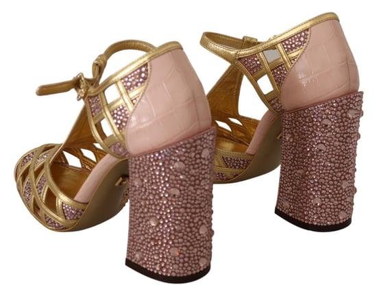 Kristall-Tstrap-Pumps Gold Pink - Image 3