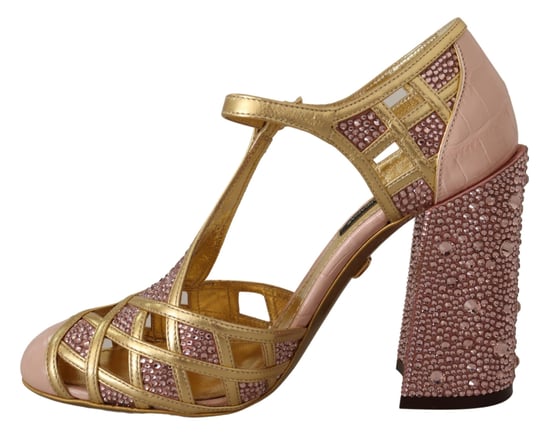 Kristall-Tstrap-Pumps Gold Pink - Image 4