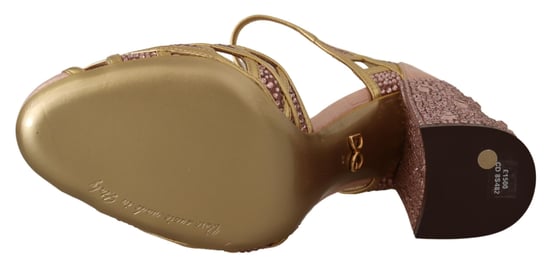 Kristall-Tstrap-Pumps Gold Pink - Image 5